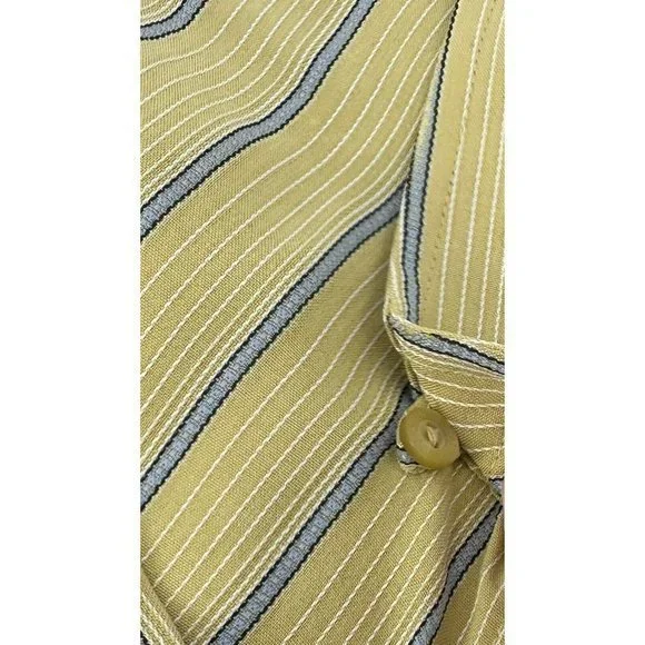 Bugatchi Uomo Shirt Mens Large Striped Button Up Short Sleeve Collared - Picture 4 of 6